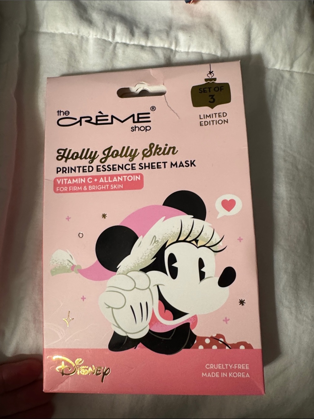 Disney, Minnie mouse Holly Jolly skin sheet mask NWT